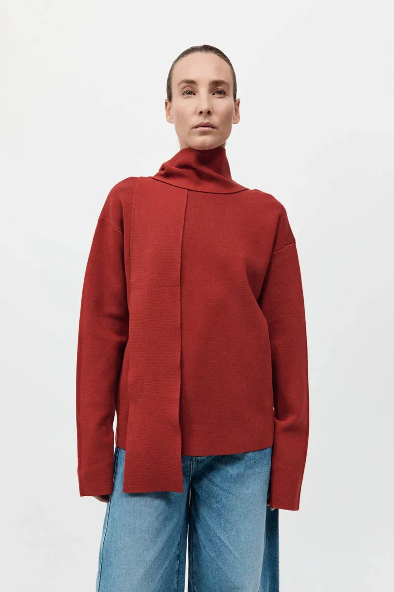 St Agni Milano Knit Scarf Jumper Rosso