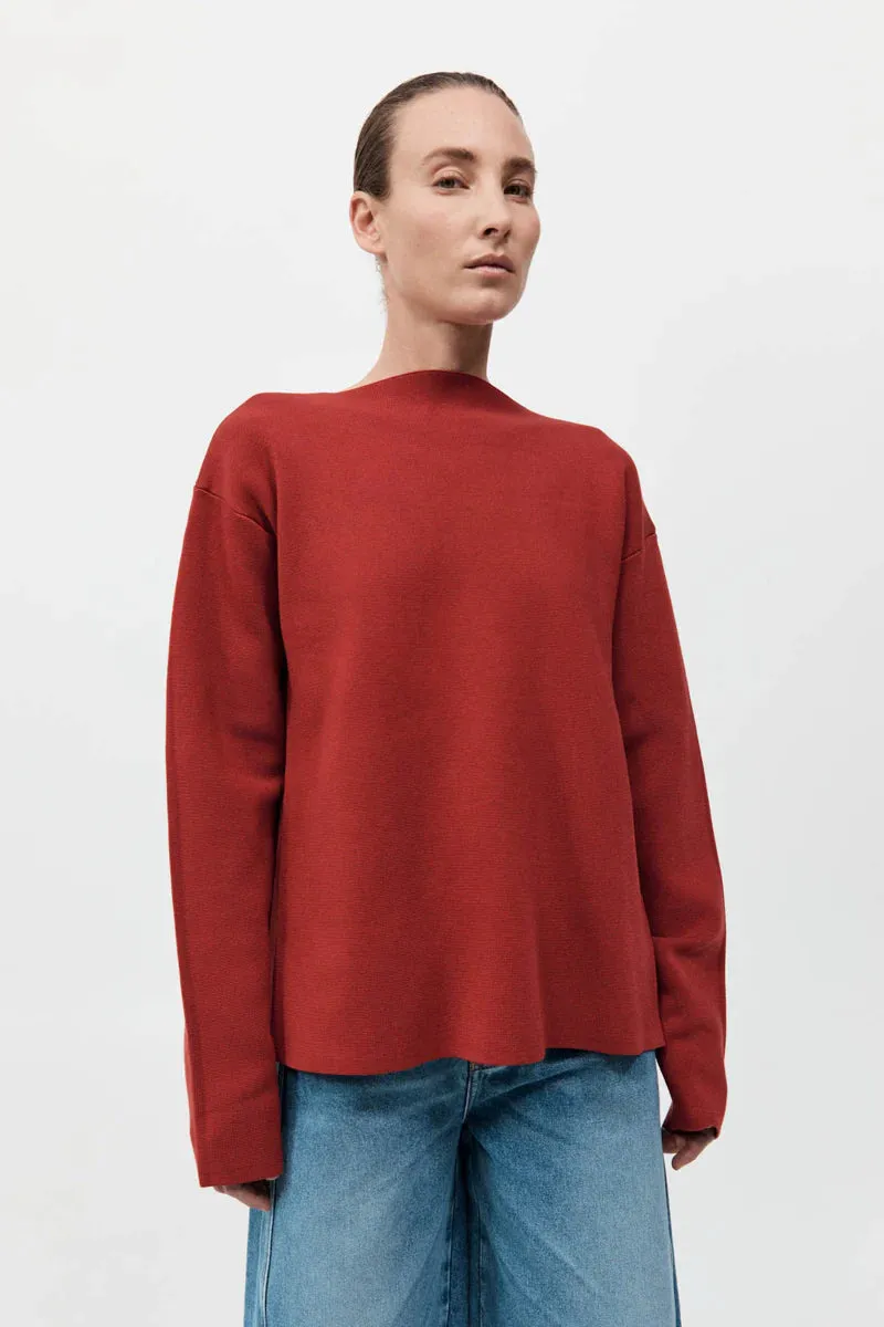 St Agni Milano Knit Scarf Jumper Rosso