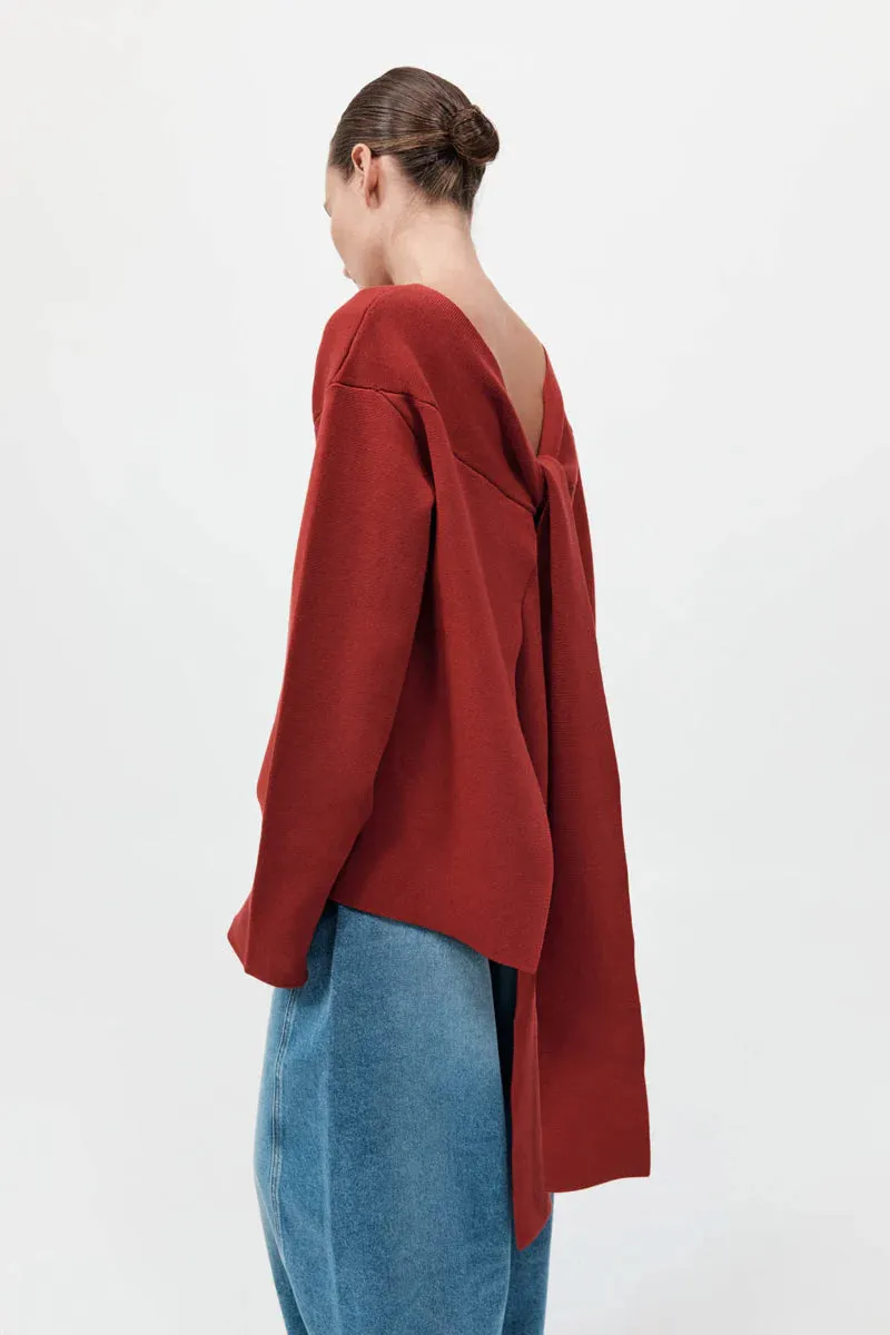 St Agni Milano Knit Scarf Jumper Rosso