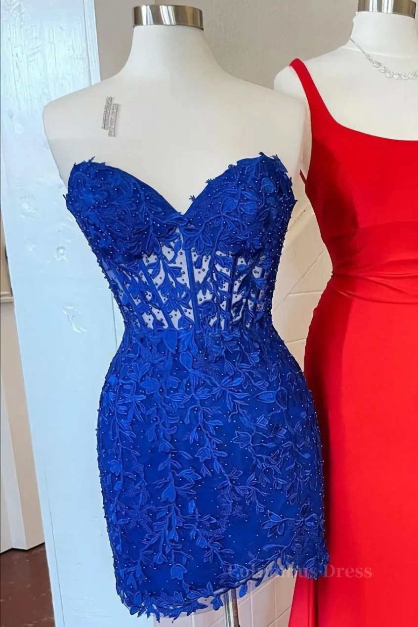 Strapless Lavender Lace Tulip Mini Dress