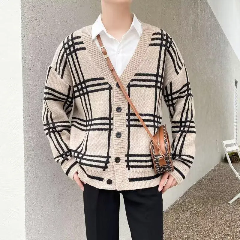 Striped Knitted Retro Men's Cardigan Coat – Timeless Casual Elegance