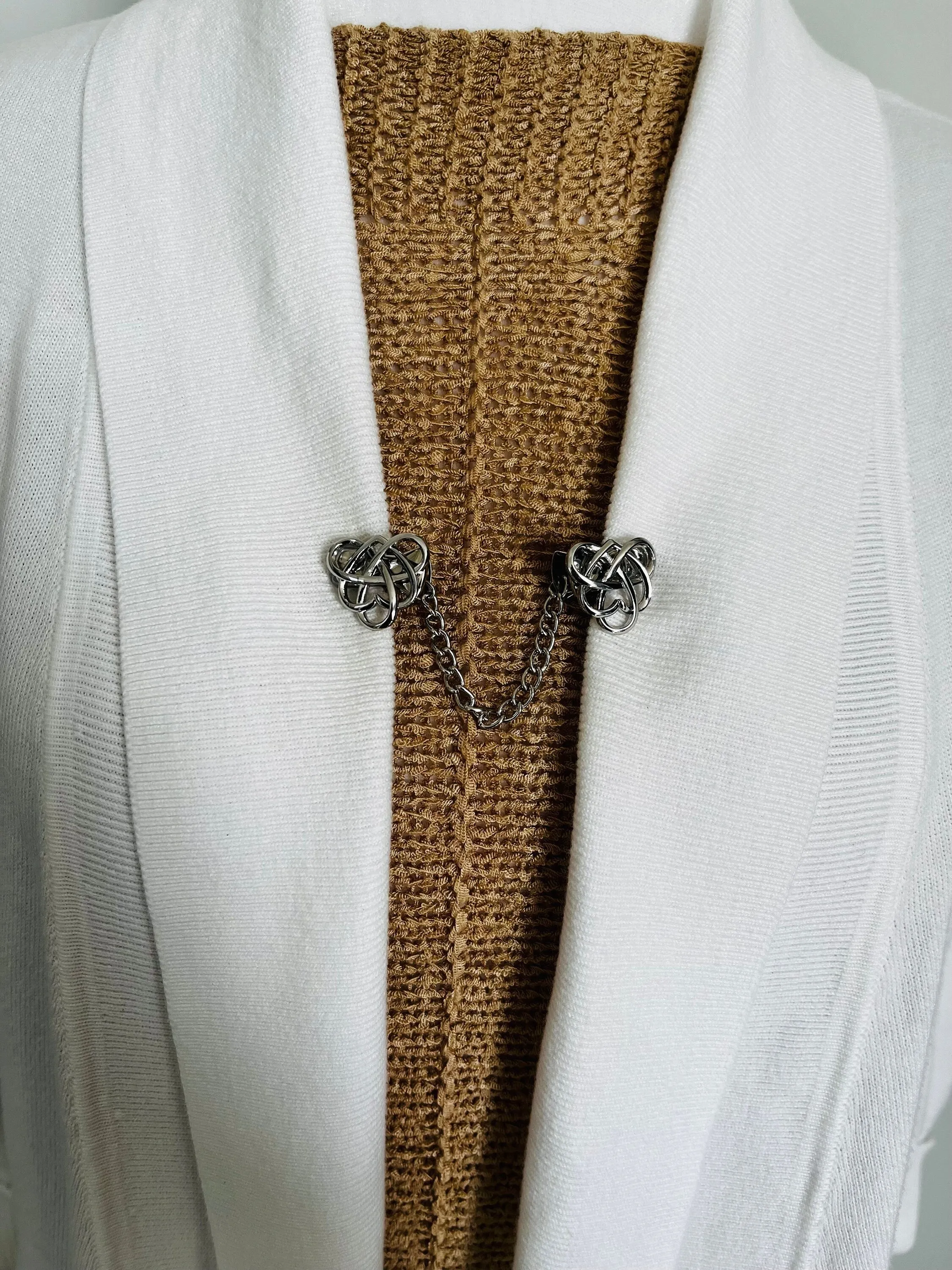 Sweater Clips Celtic Knot Cardigan Clip Heart Sweater Clip for Cloak Clips Infinity Wedding Jewelry Gift for mom Gift for Her