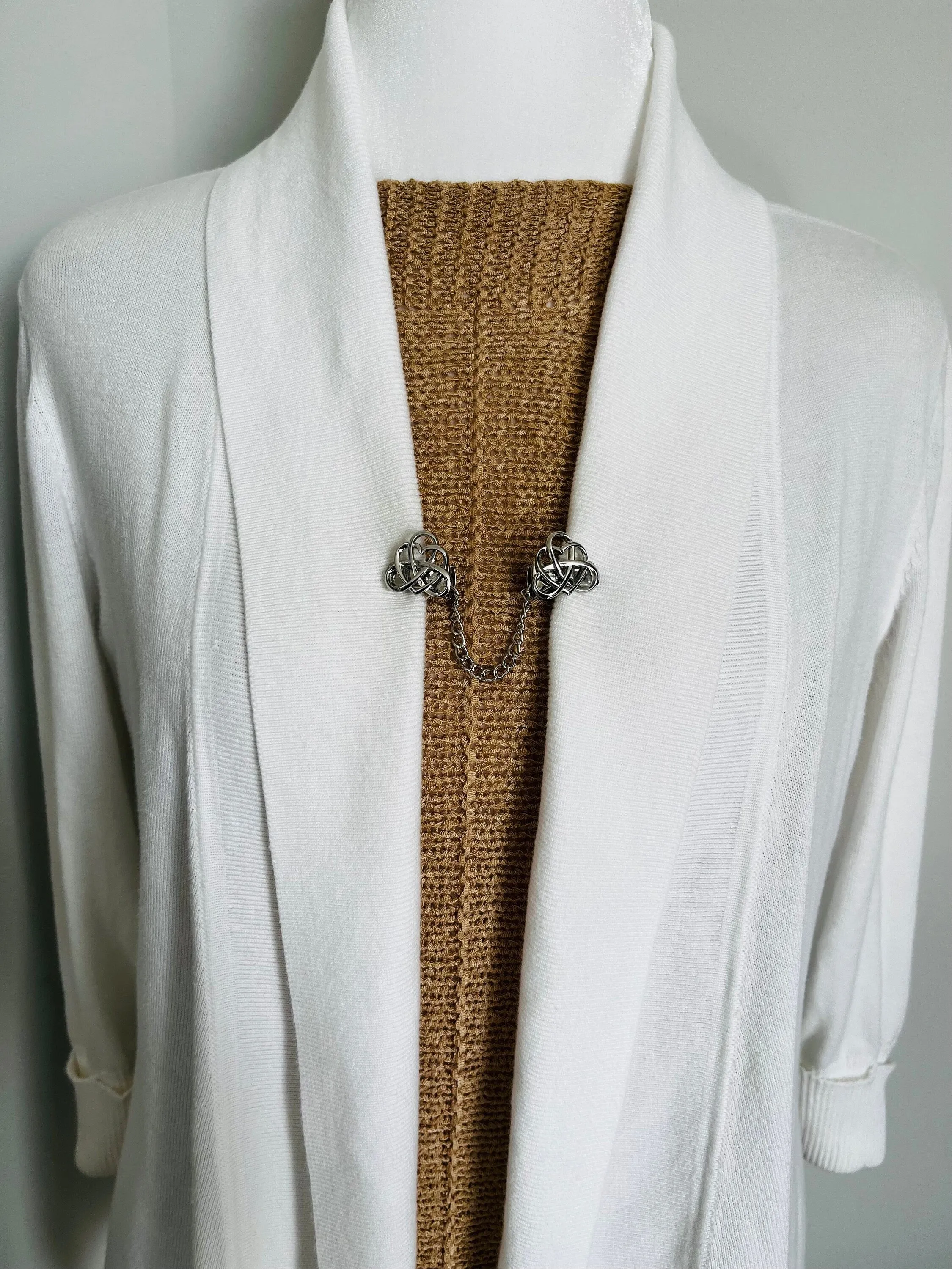 Sweater Clips Celtic Knot Cardigan Clip Heart Sweater Clip for Cloak Clips Infinity Wedding Jewelry Gift for mom Gift for Her