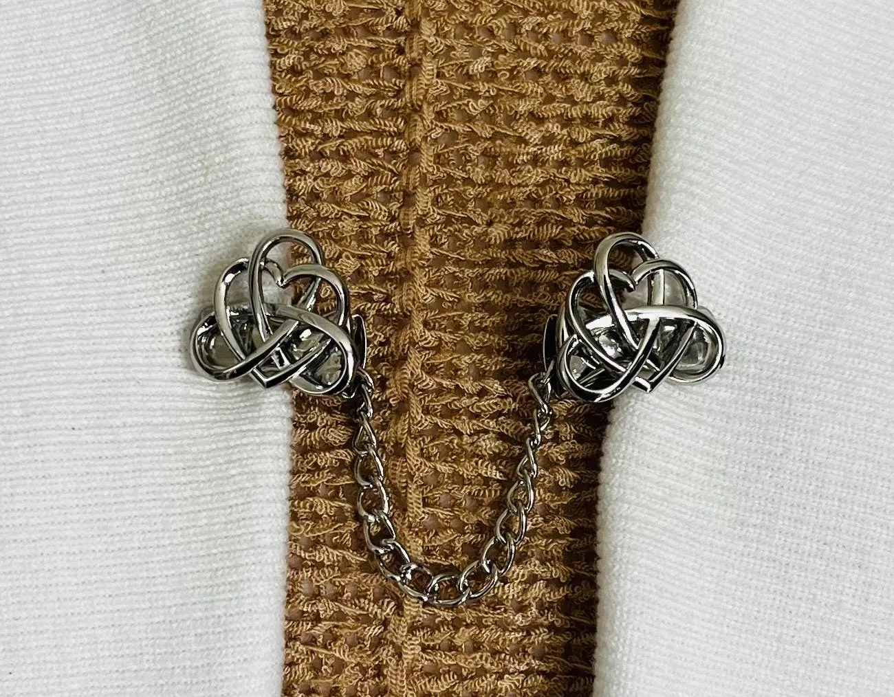 Sweater Clips Celtic Knot Cardigan Clip Heart Sweater Clip for Cloak Clips Infinity Wedding Jewelry Gift for mom Gift for Her