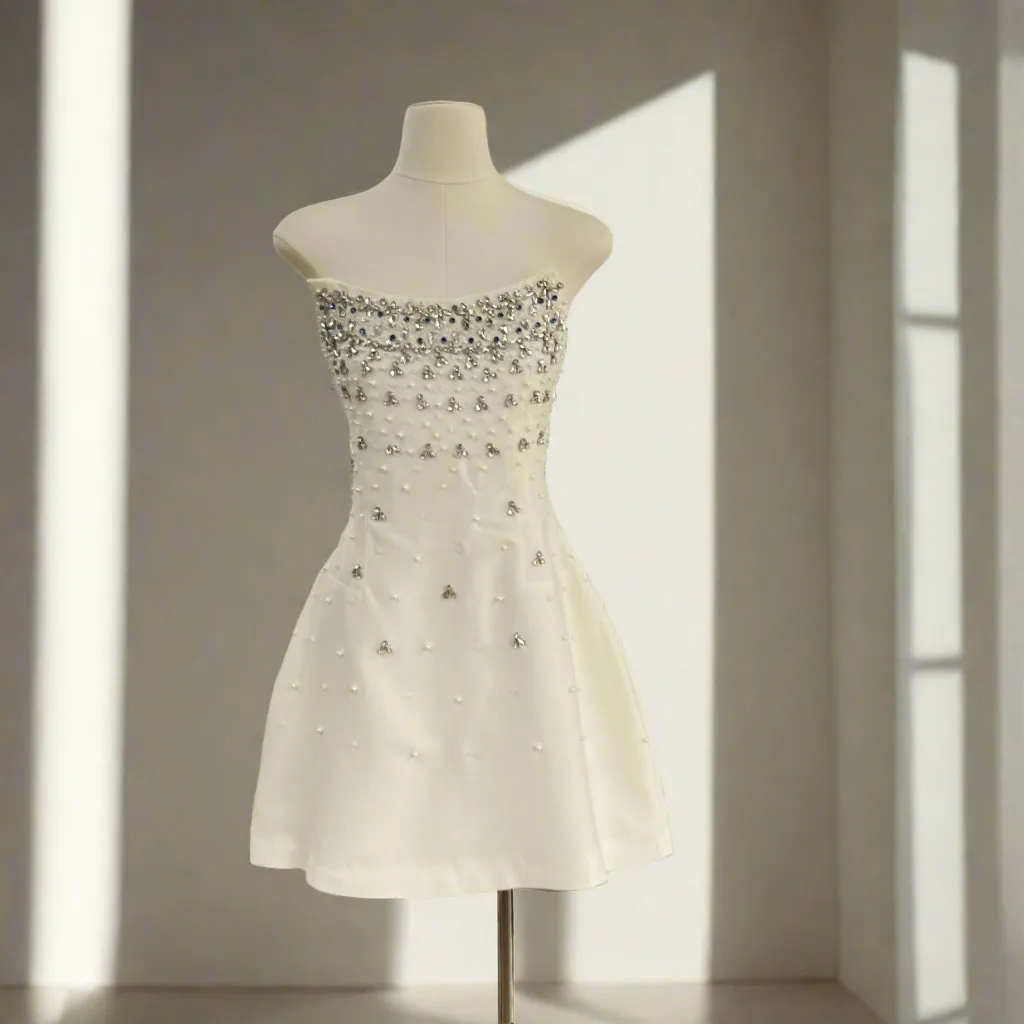 Taylor White Embellished Mini Dress