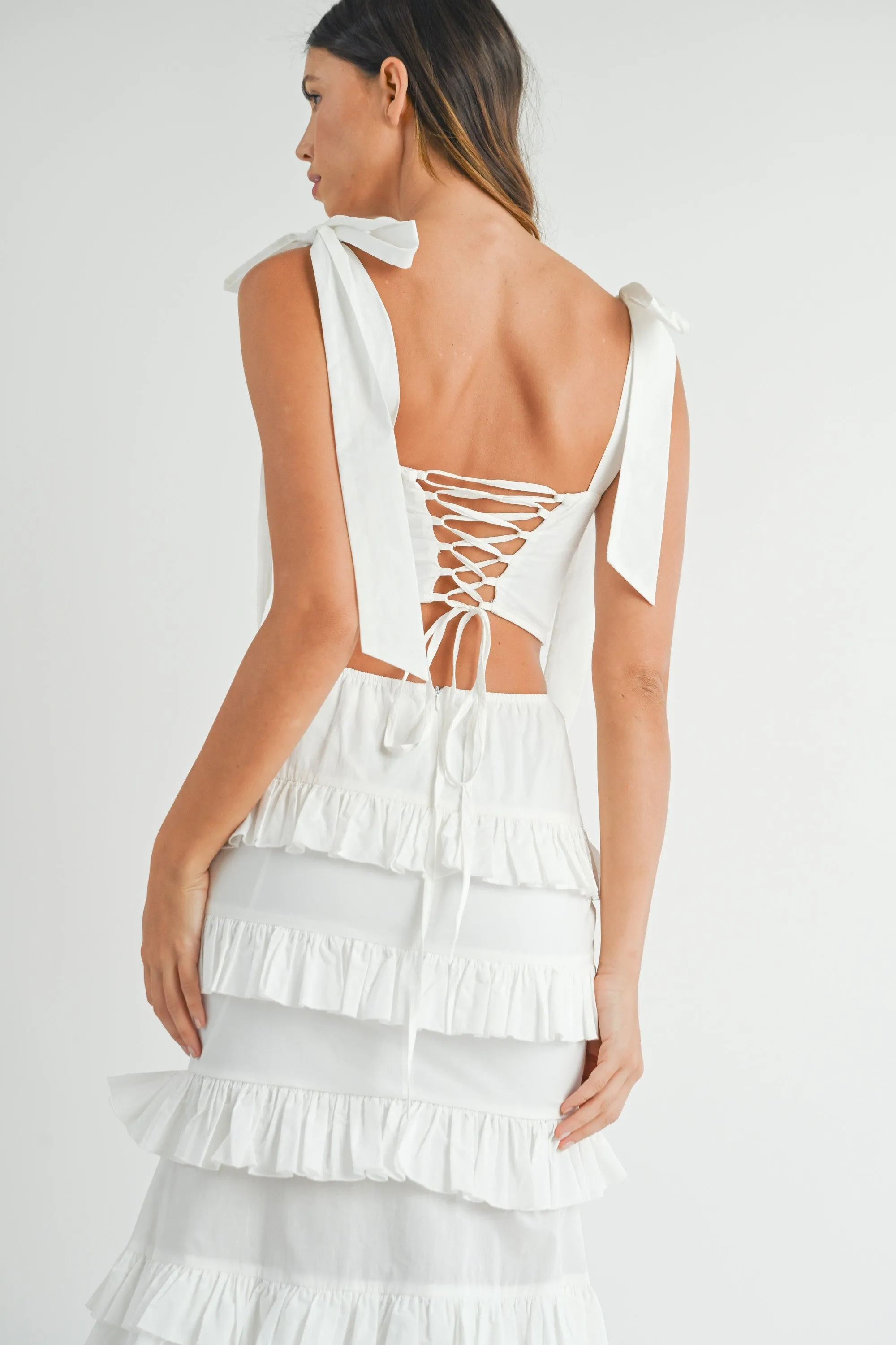 Tube Top And Tiered Ruffle Maxi Skirt Set