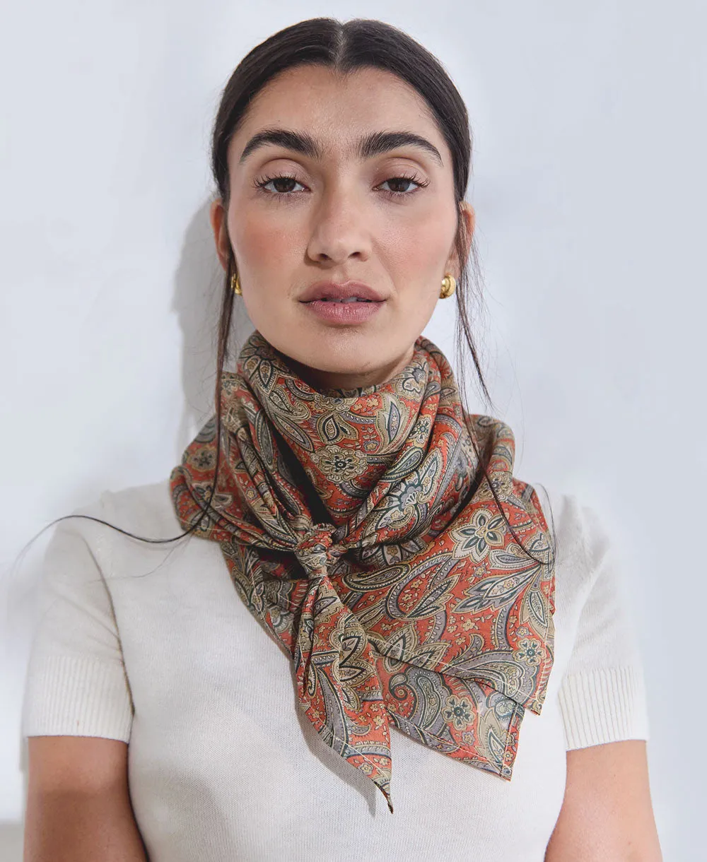 Vintage Silk Square Scarf - No. 240710