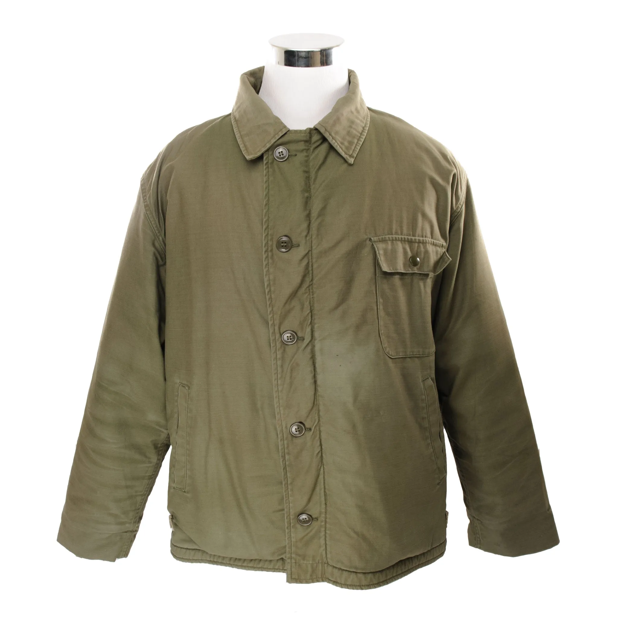VINTAGE USN US NAVY A-2 A2 DECK JACKET COLD WEATHER 1982 WAR SIZE XL