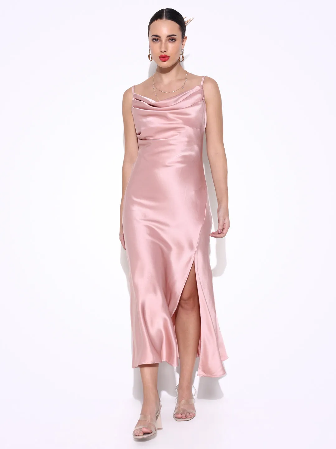 Women Solid Pink Bodycon Dress