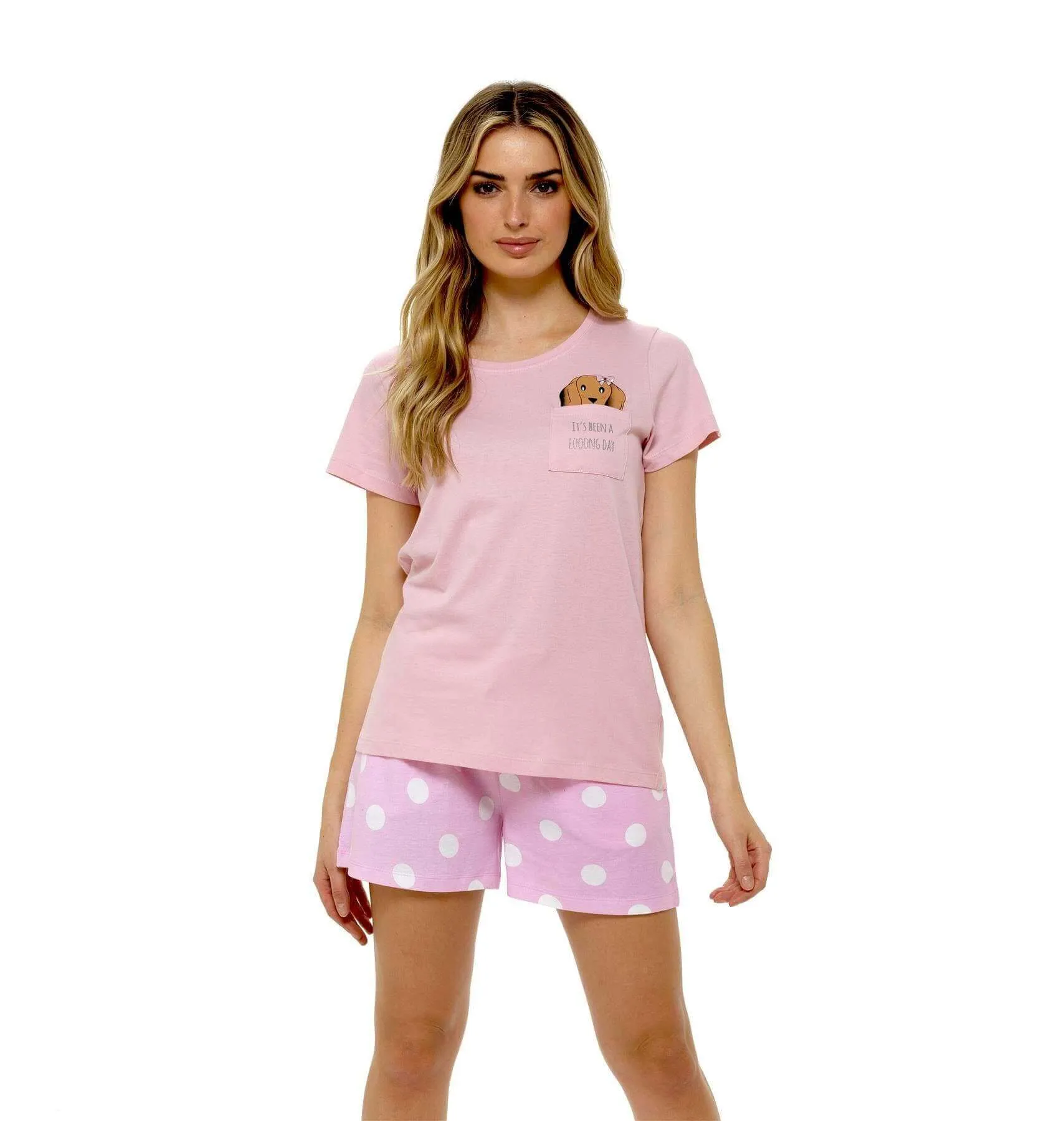 Women's Cotton Sausage Dog Print T Shirt and Shorts Pyjama Set for Summer by Daisy Dreamer Cozy Sleepwear Loungewear Gift for Dog Lovers Multiple Sizes