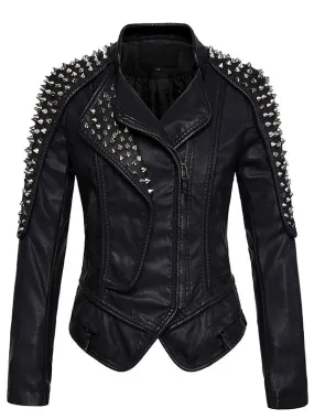 WOMEN’S PUNK STYLISH STUDDED LEATHER JACKET BY TJS